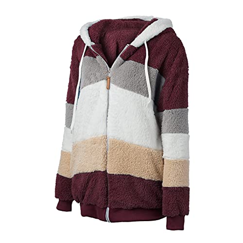 Domary Casaco de pelúcia moda feminino de inverno com capa de manga comprida com zíper com bolso jaq