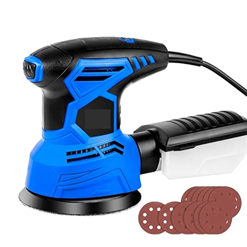 Lijadora de Pared, Lijadora eléctrica orbital aleatoria de 300 W con 21 piezas de lijas de 125 mm, pulidora de recolección de polvo fuerte