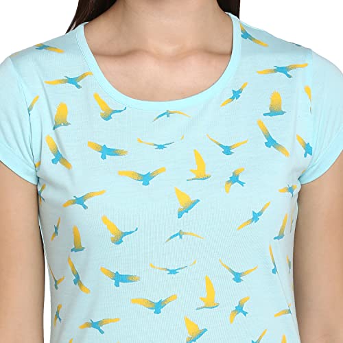 Image of Modeve Women Printed Cotton Blend Half Sleeve Round Neck T-Shirt for Summer