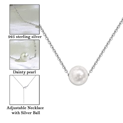 Single Pearl Necklace For Women Adjustable Length S925 Sterling Silver Pearl Necklace Simple Pearl Necklace As Everyday Jewlery Back To School Gifts Or Birthday Gift For Her From Sereney #TOP6