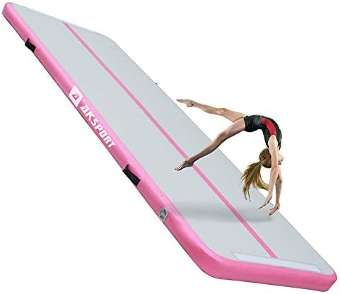 Air Mat Tumble Track 10ft 13ft 16ft 20ft Gymnastics Tumbling Mat Inflatable Tumble Track with Electric Air Pump for Home Use/Tumble/Gym/Training/Cheerleading (Pink++, 10x3.28x0.33ft)