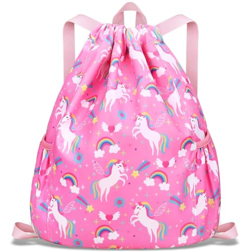 Sac à dos cordon imperméable filles avec compartiments gourdes latéraux