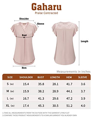 Gaharu Short Sleeve Blouse White, Casual V Neck Chiffon Tops Pleated Lotus Leaf Sleeve Shirt Women Summer Clothes Lace Splicing White,M