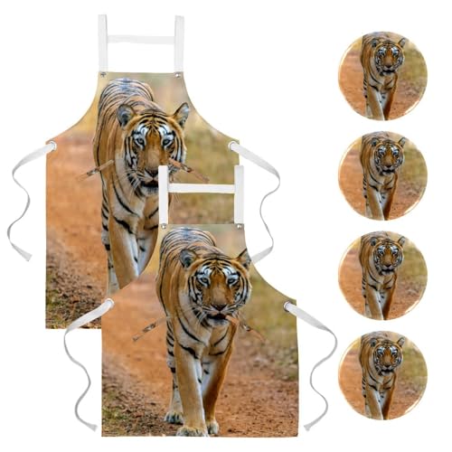 Tablier de cuisine et de nettoyage pour éviter les taches avec style tigre unique