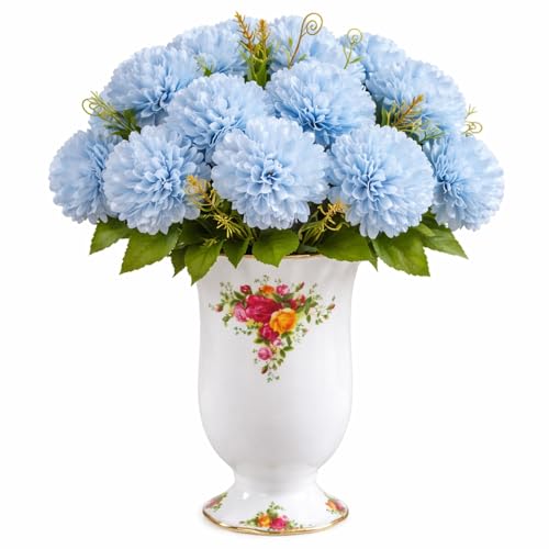 Image of Art Street Artificial Flower Bunch| Silk Blue Hydrangea Flower for Home| Bedroom, Living Room & Office Decoration |Christmas Day, New Year Set of 4 |11 Inch (Without Vase)