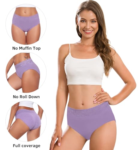 Image of Altheanray Womens Underwear Cotton Panties for Women Bikini Underwear Soft Hipster Lace Breathable Ladies Briefs 5 Pack