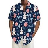 Men's Easter Digital 3D Printed Short Sleeve Shirt Top Shirt Band (XL) Pink-a