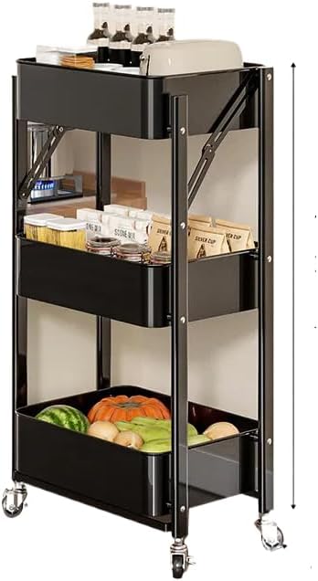 Micoe Carritos utilitarios con ruedas, mango práctico y cesta de almacenamiento ABS, organizador de carrito rodante de 3 niveles, blanco, H-T001W