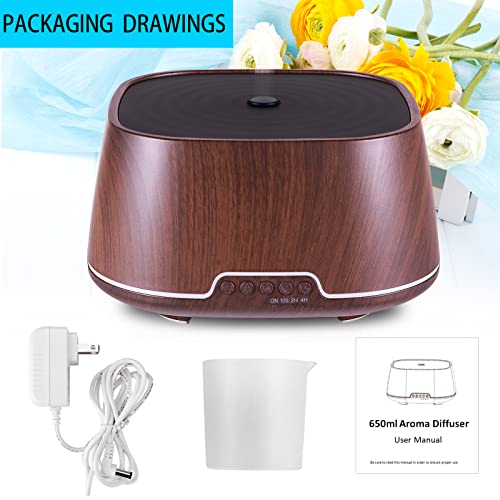 Sxqh Essential Oil Diffuser Large Room, 650Ml Square Aromatherapy Diffuser, 7 Kinds Of Light Color Changes(Dark Brown) #TOP5