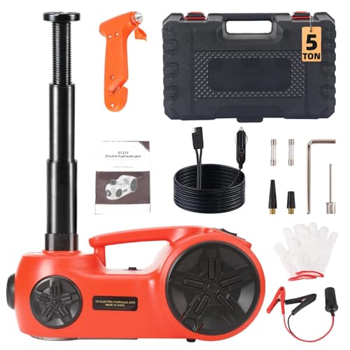 Trihelper Upgraded Electric Car Jack 5 Ton Floor Jack Hydraulic Jack Stand with Integrated Tire Pump Car Lift for Sedans SUV Tire Change Roadside Emergency Tire Change