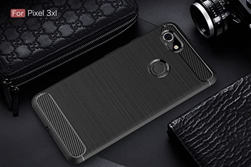 Image of NPRC Hybrid Ultra Slim Protective Case TPU Non-Slip Carbon Fiber Texture Shockproof Case Cover for Google Pixel 3 XL - Black