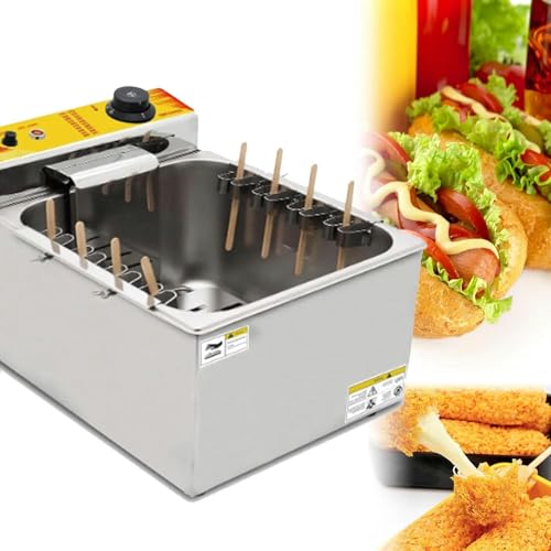 UWYTGF Hot Dog Corn Fryer,2500W 12L Automatic Cheese Hot Dog Sticks Sausage BBQ Oven Fryer,Adjustable Temperature,Large Capacity Hot Dog Corn Fryer