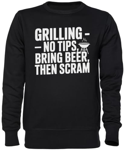 Sweat-shirt noir Grilling contre la fraîcheur des soirées d'été vêtement jersey unisexe idéal