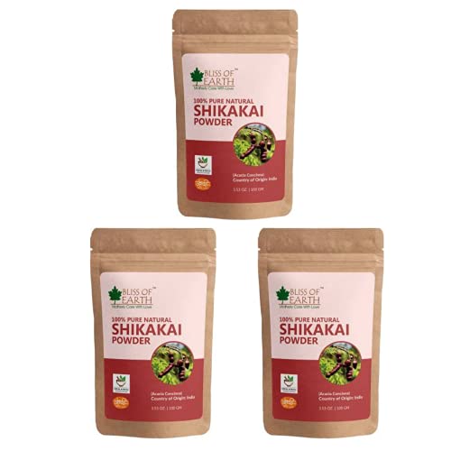 Image of Bliss of Earth 100% Pure & Natural Shikakai Powder | 3x100GM | Acacia Concina | Gorgeous hair Naturally | Traditional Hair Cleanser & Conditioner | Complete Hair Care |