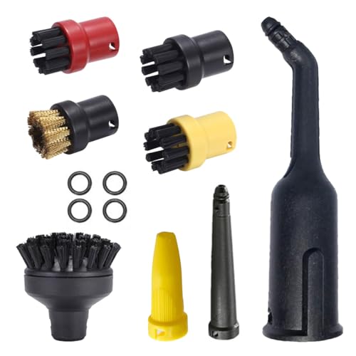 NIYATA 12Pcs Accessoire Nettoyeur Vapeur pour Karcher, Accessoires pour Nettoyeurs Vapeur SC3,avec Buses,Brosses Rondes,Bagues d'Etanchéité,Pour Kärcher SC1...