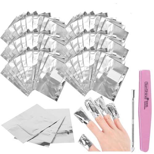 300 Pièces Papillote Ongle Semi Permanent, Papillotes en Aluminium Vernis à Ongles Enlever, Papillotes en Aluminium, Feuille d'aluminium pour Retirer À Ongles Gel Ongle
