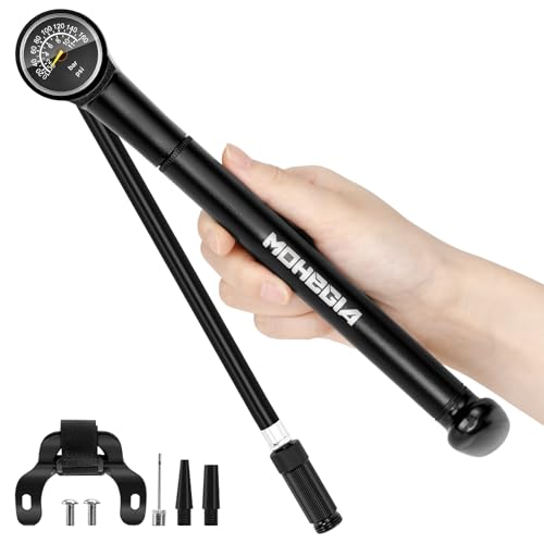 MOHEGIA Bike Frame Pump with Gauge: Protable Bicycle Pump 160 PSI - Fits Schrader & Presta Valve...