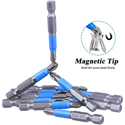 Bestgle 12Pcs Magnetic Phillips & Pozidriv Screwdriver Bits, 1/4" Hex Shank 50mm Anti Slip Cross Slot Phillips Head Drive Bit - Image 4