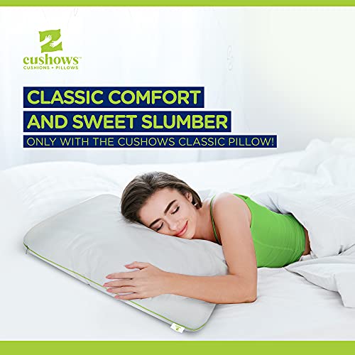 Image of Cushows Slim Orthopedic Memory Foam Pillow Lightweight Ergonomic Cervical Pain Relief Pillow with Washable Cover Neck and Back Support Comfortable Sleeping Classic Bed Pillow 17x27x4.5 inch Pack of 2