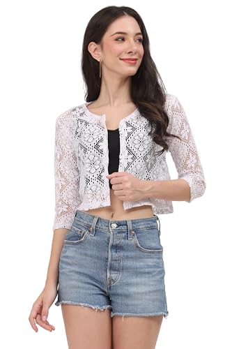 Image of Women Self Design Floral lace Regular Open Front Shrug