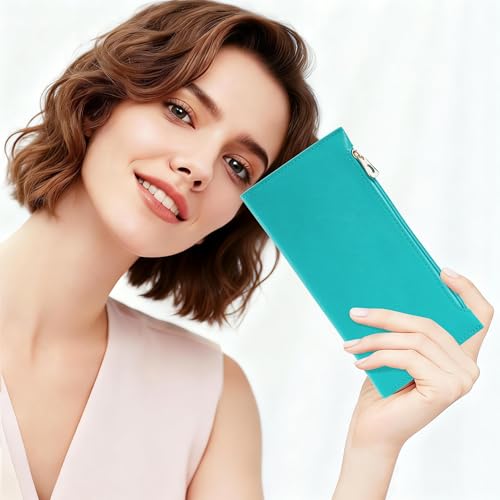 Image of Tipmile Slim Wallet for Women, RFID Blocking Credit Card Holder | Thin Compact Bifold Wallet with Zipper, Ladies Gift