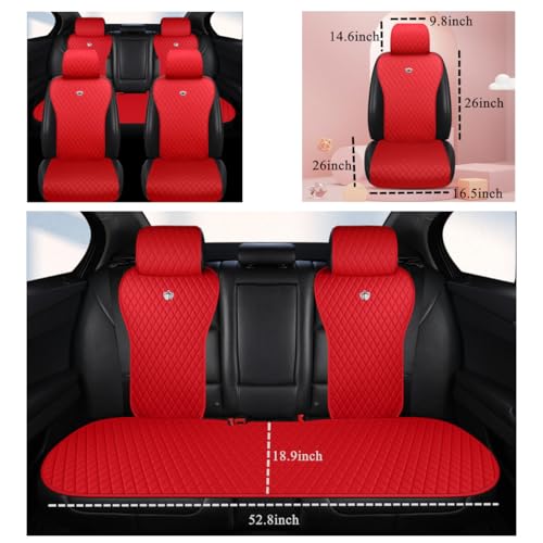 Image of Red Leather Car Seat Covers Full Set Waterproof Universal Auto Seat Covers