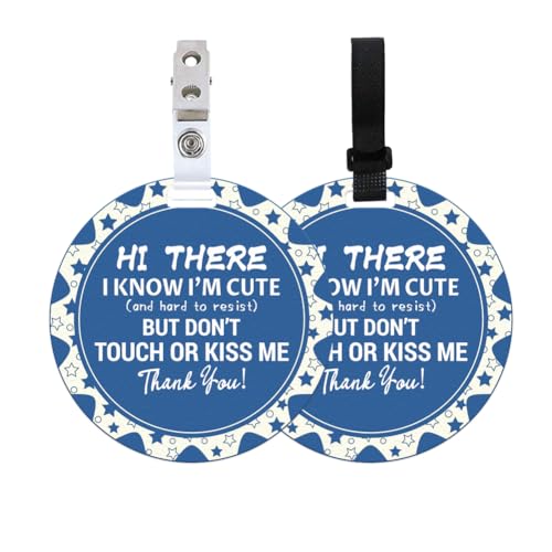 Image of 2 Pack Blue Star Do Not Touch Signs Durable Stop No Touching Car Seat Sign Stroller Tag with Hanging Strap and Clip Durable Car Safety Signs Tags for Car Accessories 5 Inches