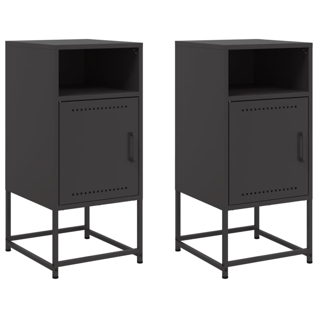vidaXL Mesitas de Noche 2 Unidades Acero Negra 36x39x78 cm, Mesa Auxiliar, Armario Auxiliar, Muebles de Dormitorio, mesilla de Noche, Armario de Metal