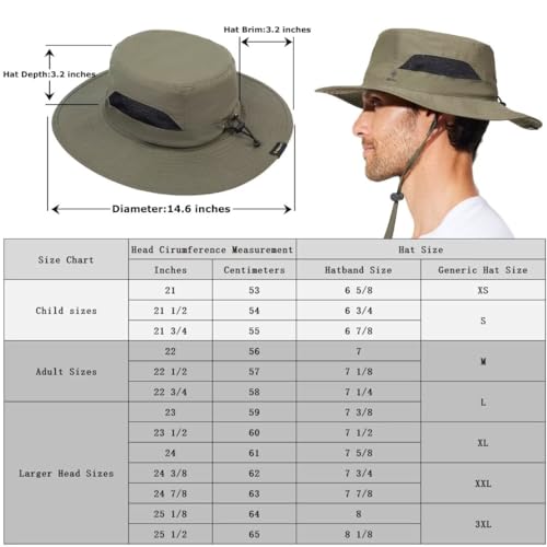 Image of Fishing Hat for Mens Sun Hat Wide Brim Bucket Hat SPF UV Protection XL XXL Large Size Big Head Hiking Beach Safari