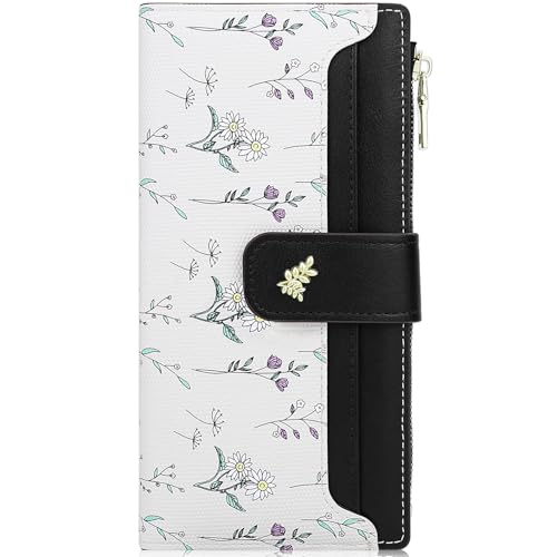Wallet Women Slim Wallets for Women Cute Thin Black Women's Wallet Kawaii Flower Womens Ladies Card Holder Wallets