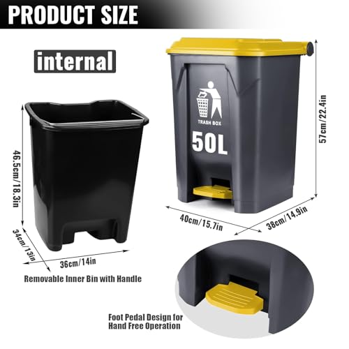 2 Pack Large Outdoor Trash Bins with Lid - Hands-Free Pedal Design, Ideal Wastebaskets for Porch, Backyard, Deck & Patio - Durable, Convenient, Big Capacity for Outdoor Use