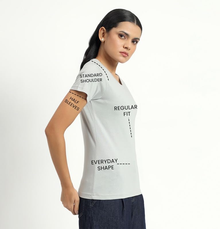 Image of Sleepynuts Women's Plain Round Neck Regular Fit Half Sleeve Cotton T Shirt