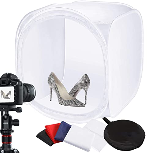 BOLLUMA Fotobox Fotostudio 90x90 cm Fotobox Zum Fotografieren Photobox Foto Box Fotozelt Lichtzelt mit 4 Hintergründe, Tragbar Fotozelt für Fotografie...