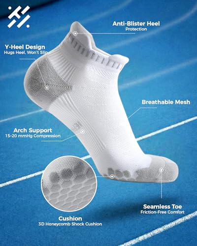 Hephatania Coolmax Performance Ankle Running Socks 3 Pairs Cushion Padded Breathable Athletic Socks for Men Women - Image 3