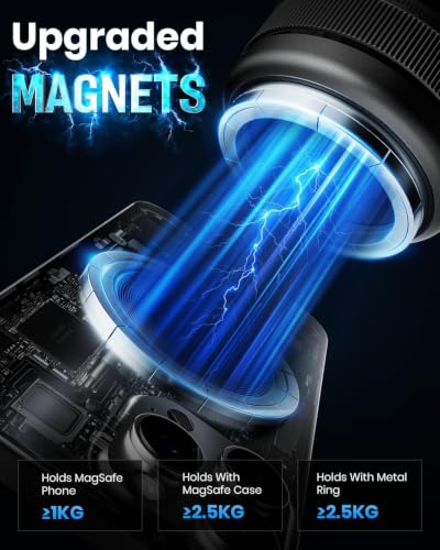Image of 2026 Upgraded 360 Vacuum Magnetic Car Phone Holder for Magsafe [96+LBS Strongest Suction & 2800gf Strongest Magnetic], Adjustable Car Phone Mount for Your Car /Gym /Mirror /Shower for iPhone & Android