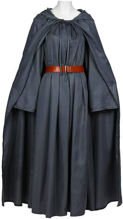 Adults Wizard Costume Robe Knight Hooded Cloak Belt Halloween Cosplay Full Set Outfits with Hat - Image 2