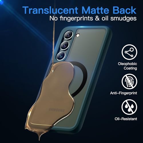 Image of JETech Magnetic Cover Case for Samsung Galaxy S23 5G 6.1-Inch, Compatible with MagSafe, Translucent Matte Back Shockproof Phone Cover (Midnight Green)
