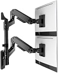Pegzone Dual Wall Mount Monitor Arm for 17-49" Ultrawide Screens, Heavy Duty Full Motion Gas Spring Wall Mount Stand Holds up to 44 LBS, Computer Monitor Mount Compatible with 75/100 VESA, Black