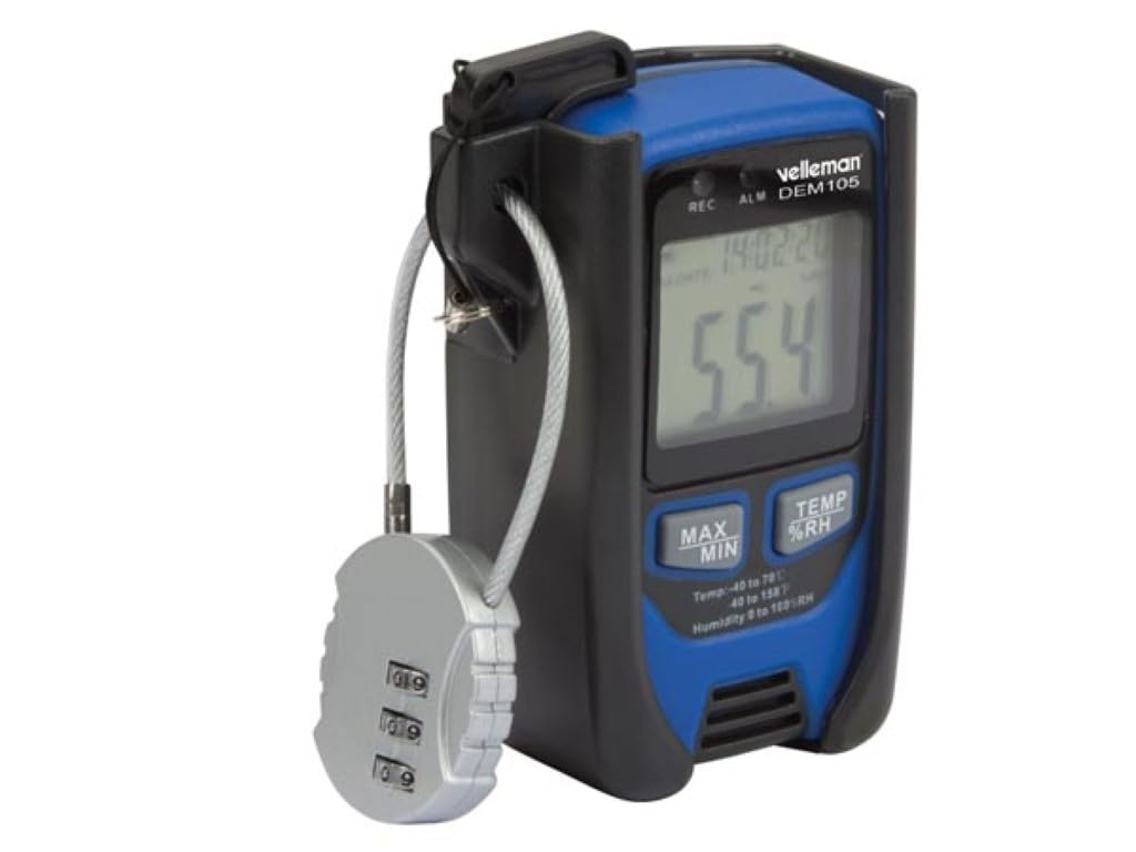 Velleman Datalogger, misura temperatura e umidità, USB, display LCD, allarme forte, batteria a lunga durata