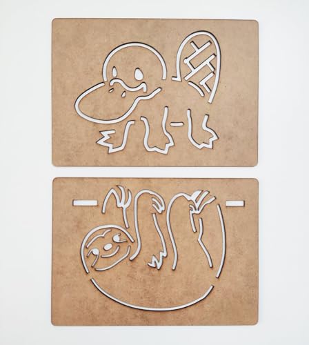 Image of Cliths 14-Piece Montessori Australian Animals Stencil Set - Ideal for Kids & Preschoolers, Hand Muscle Training, Drawing and Sketching