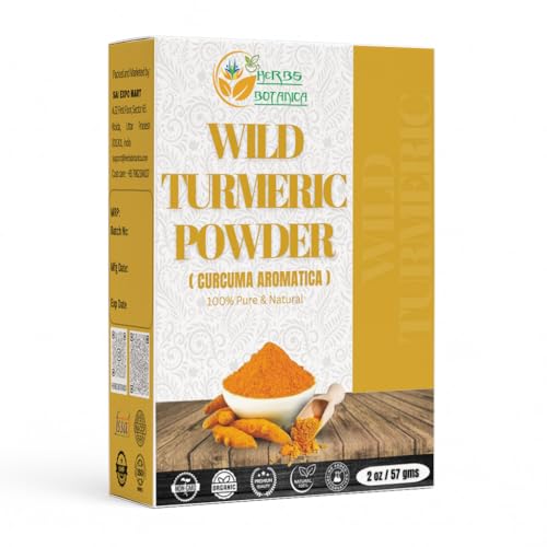 Herbs Botanica Wild Turmeric Powder 100% Pure & Natural Kasturi Haldi for Face, Skin Care & DIY Beauty Natural Face Mask Powder 2 oz