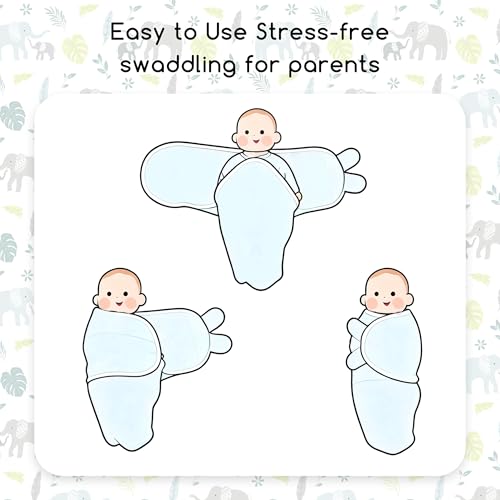 Image of Cotton Swaddles for Newborn, Baby Newborn Swaddle 0-3 Month | 2-Pack Soft Adjustable Newborn Swaddle Sleep Sack, Baby Girls & Boys,Wrap Nursery Infant Swaddling Blankets Green Elephant