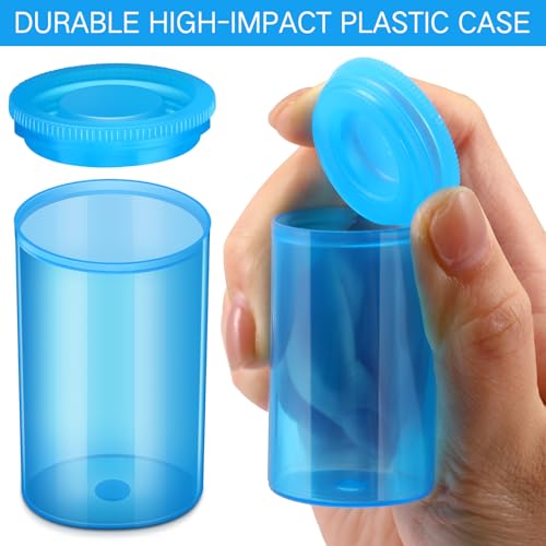 Image of 30 Pack Plastic Film Canisters Holder with Lids 35mm Empty Camera Reel Containers Blue Small Storage Bottles for Pills Beads Coins Vitamins Art Supplies Science Experiments Classroom Craft Projects