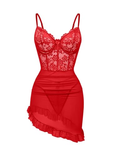 Image of Foxiny Underwire Lace Ruched Bodycon Lingerie Dress Kit