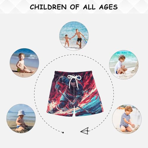Boys Swim Trunk Hockey Watercolor Sport Quick Dry Beach Board Shorts Teen Swimwear4