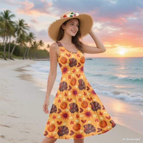 Image of Renewold Women's Sleeveless Tank Dress with Pockets, Casual Scoop Neck A-Line Sundress for Summer, Travel and Vacation