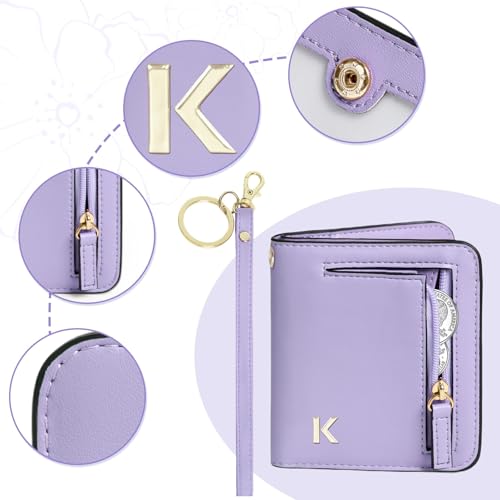 Image of COSHAYSOO Initial RFID Wallet Small Purple for Teen Girls Personalized Valentines Day Birthday Gifts, 10 11 12 13 14 15 16 17 18 Year Old College Teenage Girls Wallets Fashion Monogrammed Letter K