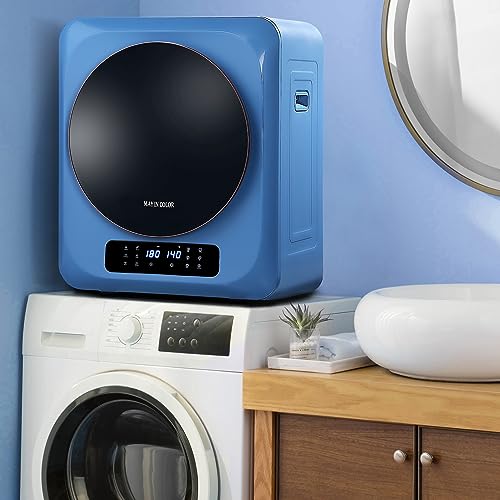 Portable Dryer for Clothes, 8.8 lbs Capacity Front Load Compact Laundry Dryer with LCD Display and Stainless Steel Drum, 850W Electric Dryer Machine for Apartment, Home, Dorm, RV, Blue