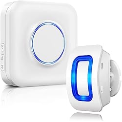 Detector De Movimiento Con Aviso Al Movil BITIWEND Sistema de Alarma de Seguridad inalámbrica con Detector de Movimiento, 1 Detector de Movimiento y 1 Receptor, Rango de 150m, 58 Tonos de Timbre, indicador LED para casa, Tienda, Garaje