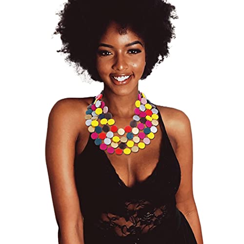 Barode Statement Layered Necklace Multicolor Wood Bead Chunky Beaded Bib Necklaces With Earings Long Multi Strand African Necklace Costume Jewelry For Women (Style 2) #TOP1